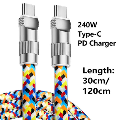 Fashionable Mobile Phone 2 in 1 Lanyard PD240W C to C Charging Cable Zinc Alloy Lock More Convenient and Safer for Mobile Phone